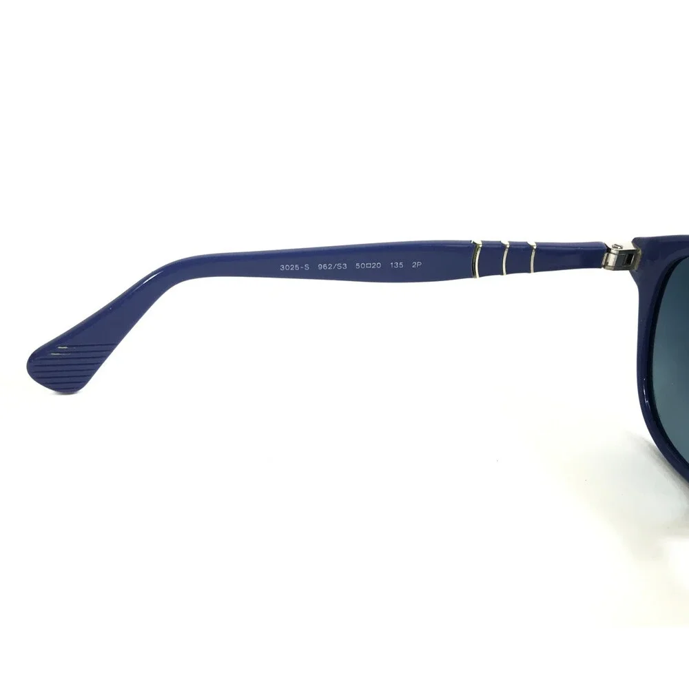 Persol Sunglasses 3025-S 962/S3 Blue Silver Frames with Blue Polarized Lenses